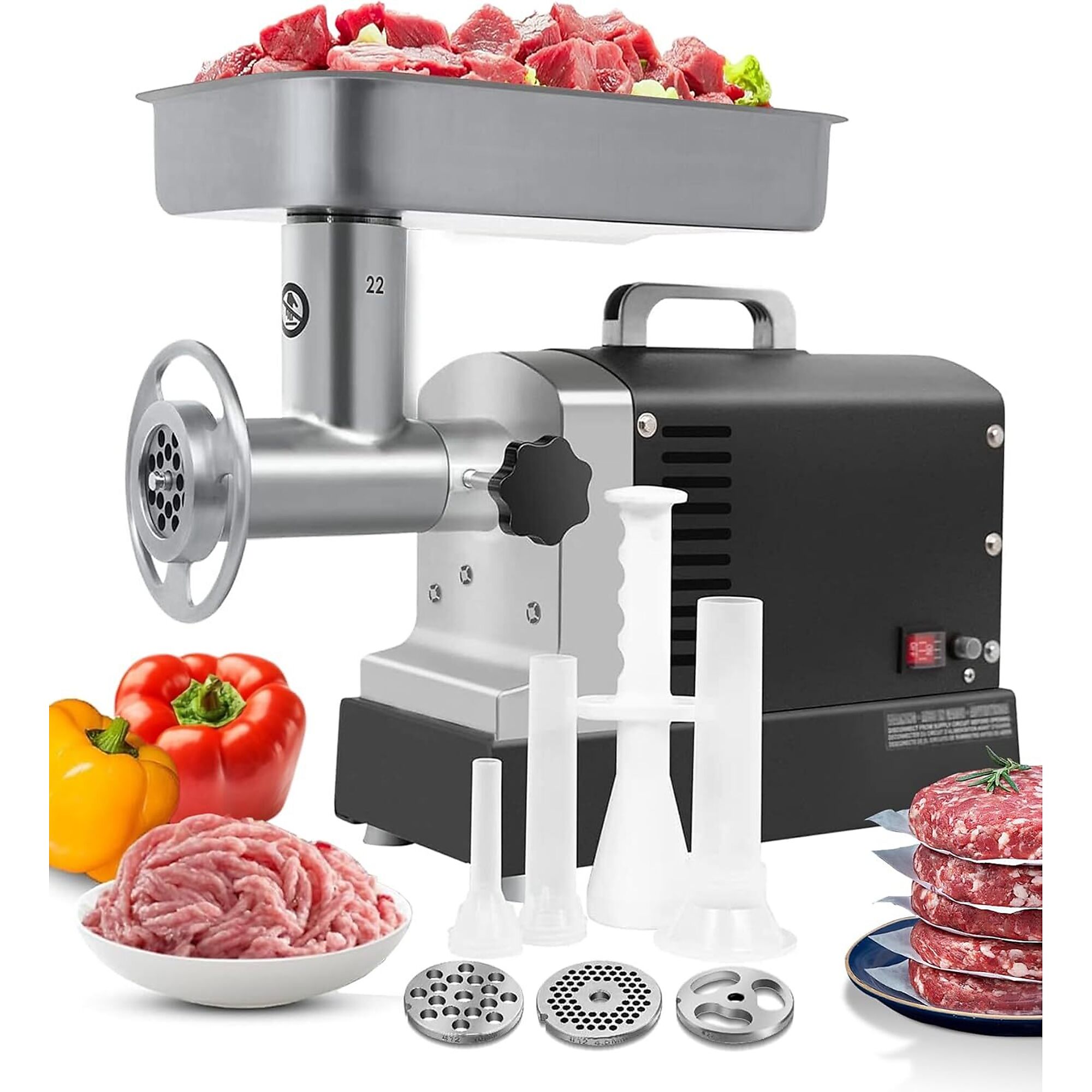 Electric Commercial Meat Grinder, Heavy duty Meat Mincer, 1 HP Motor, 750W